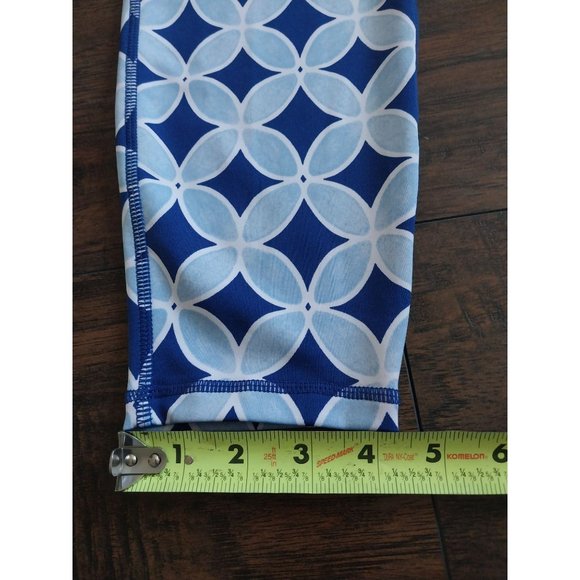 Crown & Ivy Blue Stretch  Flower Ankle Workout Leggings Size XL - Picture 9 of 10